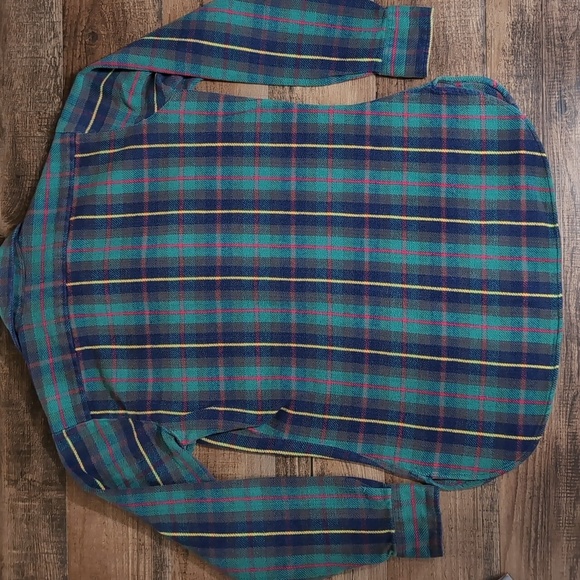 Vintage 70s Levi's Heavyweight Flannel Blue Tag Size Medium in Green and Blue - Picture 5 of 9